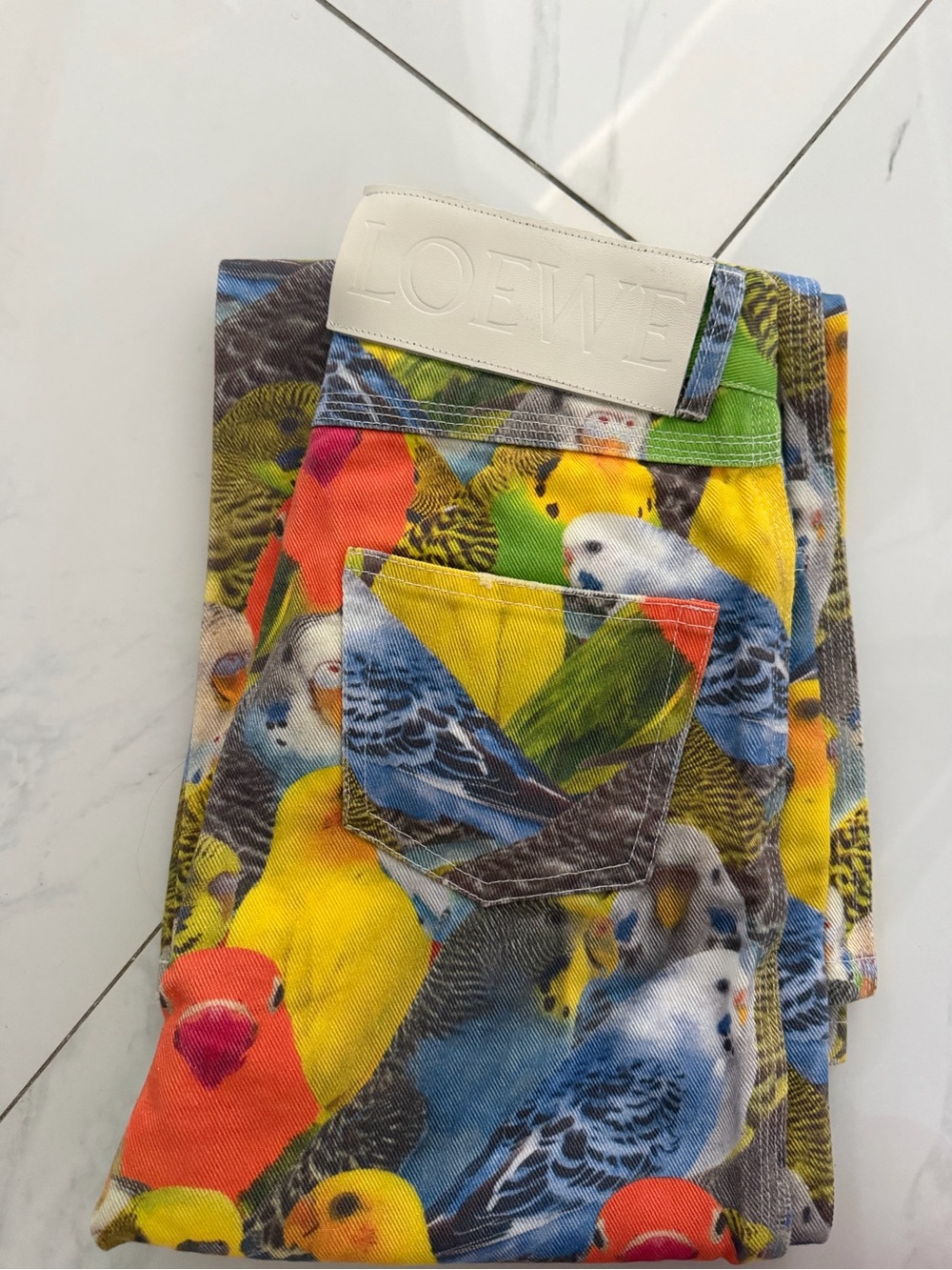 LOEWE Multicolor Budgie-Print Jeans with Bright Parakeet Palette